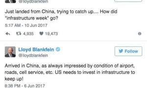 高盛CEO喊话特朗普：请看看中国的基建