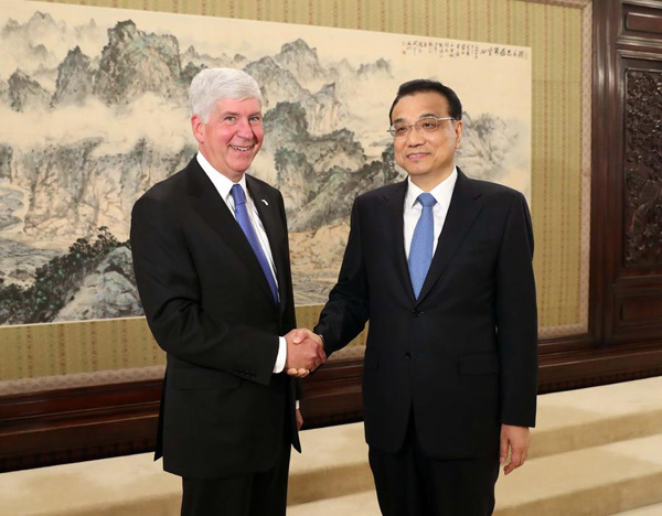 Li, head of US state seek ways to enhance exchanges Li, head of US state seek ways to enhance exchanges