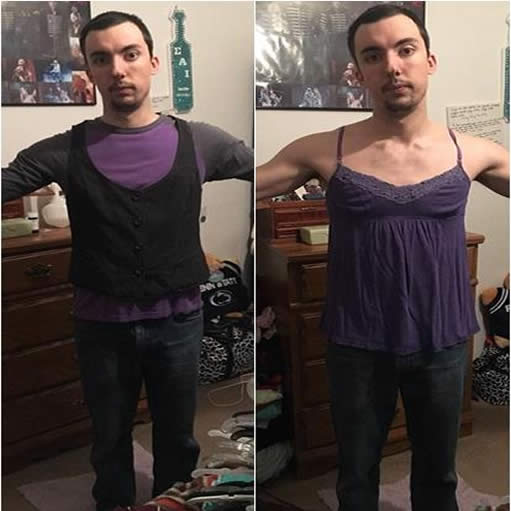 小哥试穿女友XL码衣服完全合身,抨击服装尺寸定义方式 小哥试穿女友XL码衣服完全合身,抨击服装尺寸定义方式