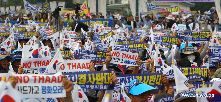 韩国民众抗议在星州部署美国反导弹系统萨德 韩国民众抗议在星州部署美国反导弹系统萨德