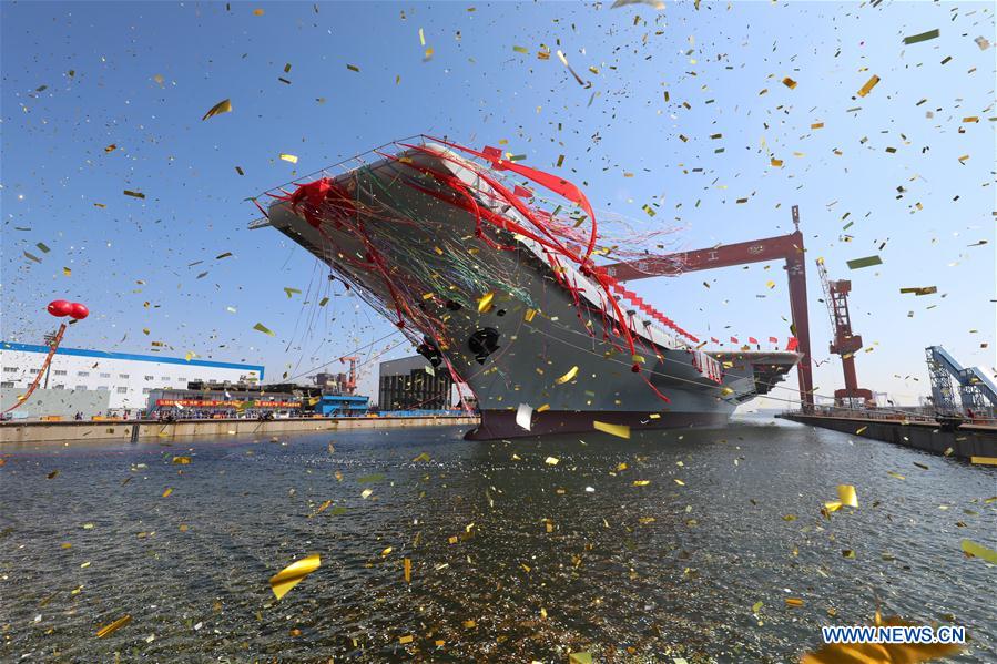 First domestically-built carrier launching from Dalian dock First domestically-built carrier launching from Dalian dock
