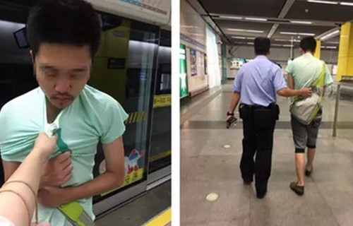 女汉子地铁上单手擒色狼 女汉子地铁上单手擒色狼