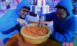Chongqing opens indoor ice sculpture exhibition for summer f