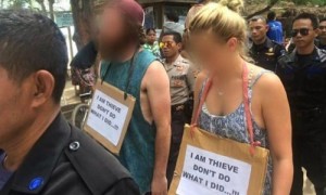 游客在印尼因偷窃被挂牌&ldquo;我是小偷&rdquo;游街示众